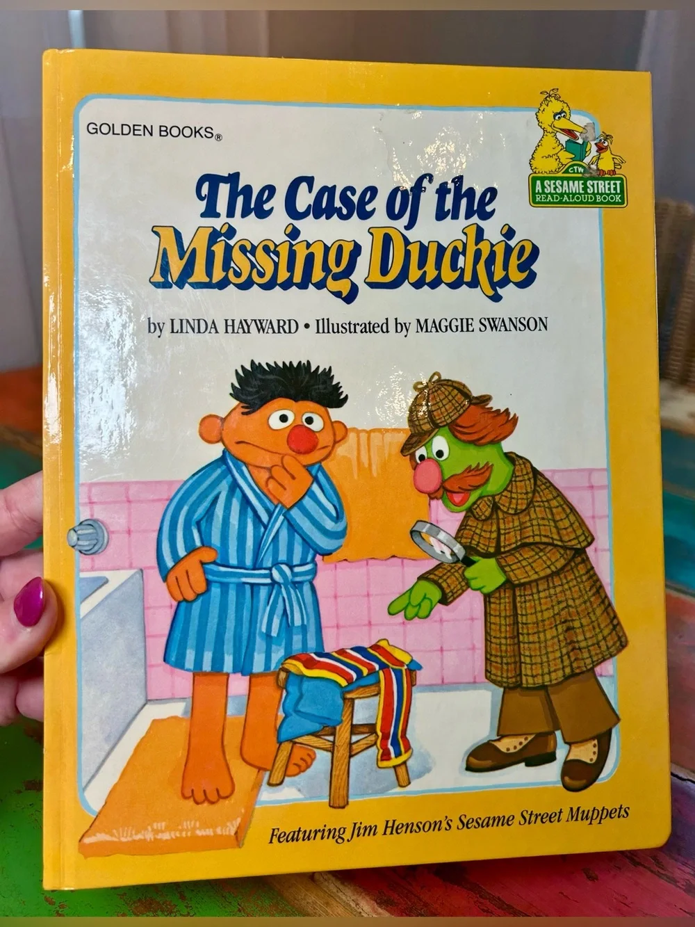 VTG Sesame Street Case of the Missing Duckie Golden Book Ernie 1981 Hardcover